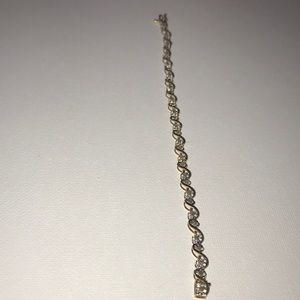 Gold silver diamond tennis bracelet